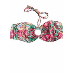 Ramy Brook Vibrant Floral Bandeau Bikini Top with Ring Detail